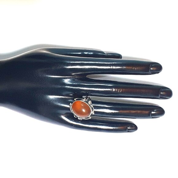 One of a Kind Antique Art Nouveau Baltic Amber Sterling Silver Floral Ring - Picture 5 of 14